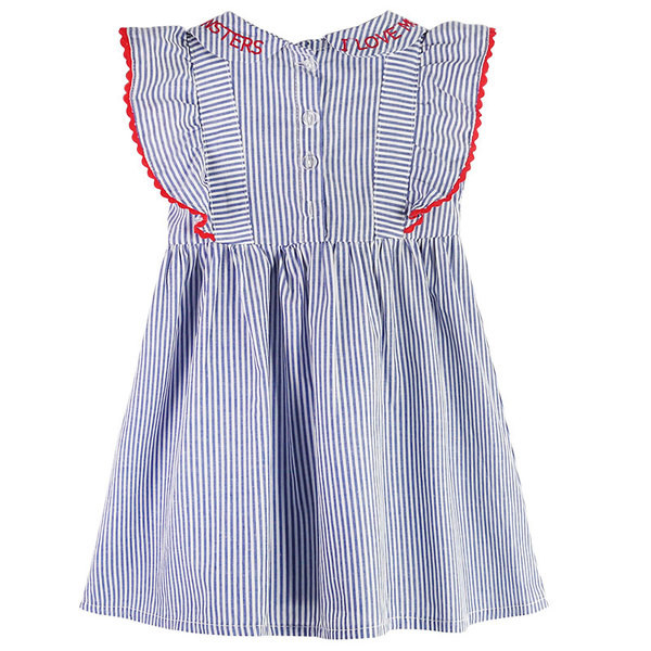 Rochie scurtă pentru copii în dungi pentru o fată cu inscripție
