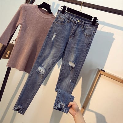 Stylish women`s jeans in several colors
