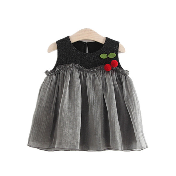 Μοντέρνο παιδικό φόρεμα με 3D διακόσμηση σε γκρι χρώμα