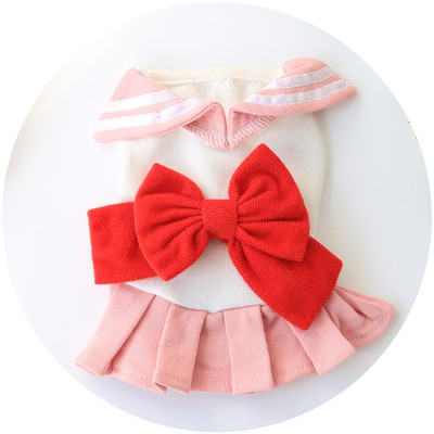 Μοντέρνο φόρεμα για σκύλους δύο χρωμάτων με κορδέλα στο πίσω μέρος