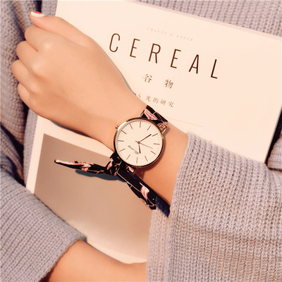 Γυναικείο ρολόι με ενδιαφέρον κορδόνι σε στρογγυλό σχήμα - διαφορετικά χρώματα