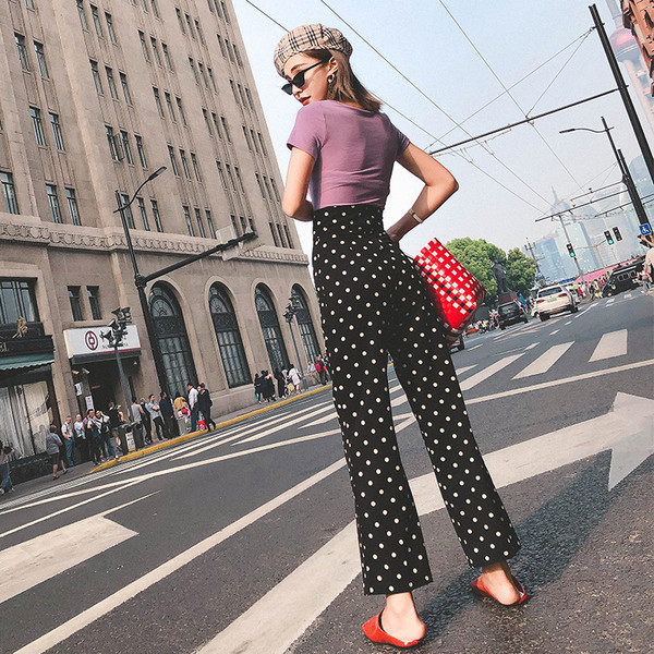 Стилен дамски панталон с висока талия 