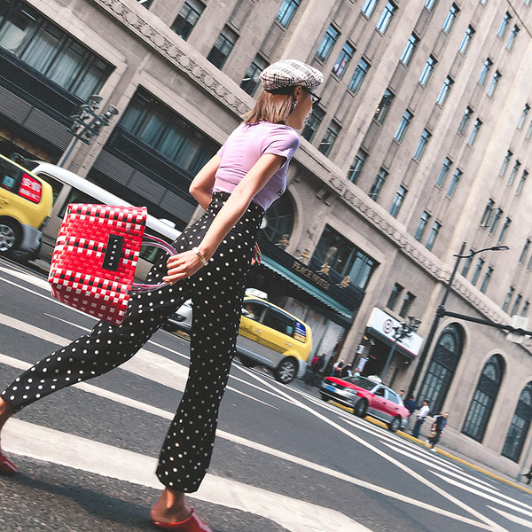 Стилен дамски панталон с висока талия 