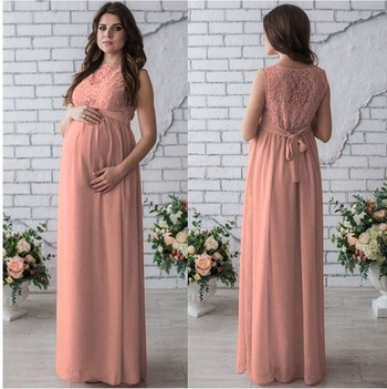 Дълга рокля за бременни жени в три цвята