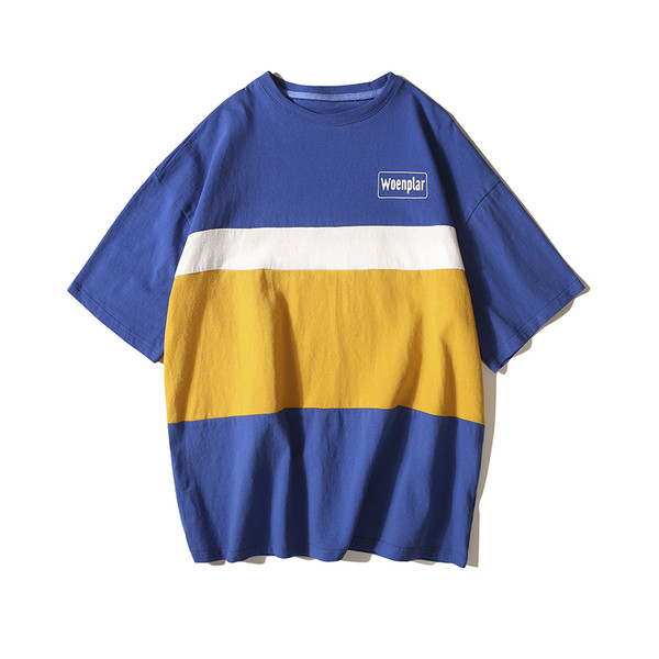 Ежедневна мъжка тениска с надпис в бял и син цвят