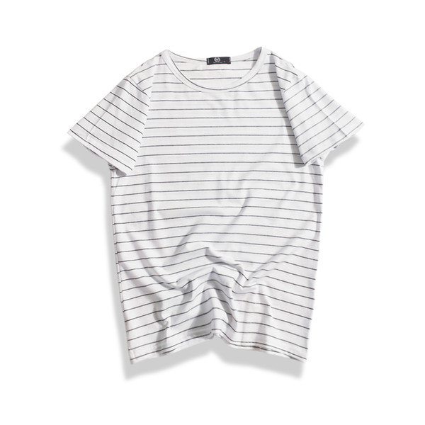 Tricou bărbătesc cu dungi alb, gri și negru