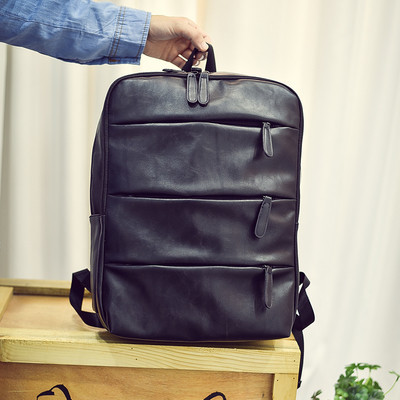 Rucsac modern pentru bărbați cu fermoare din piele ecologică