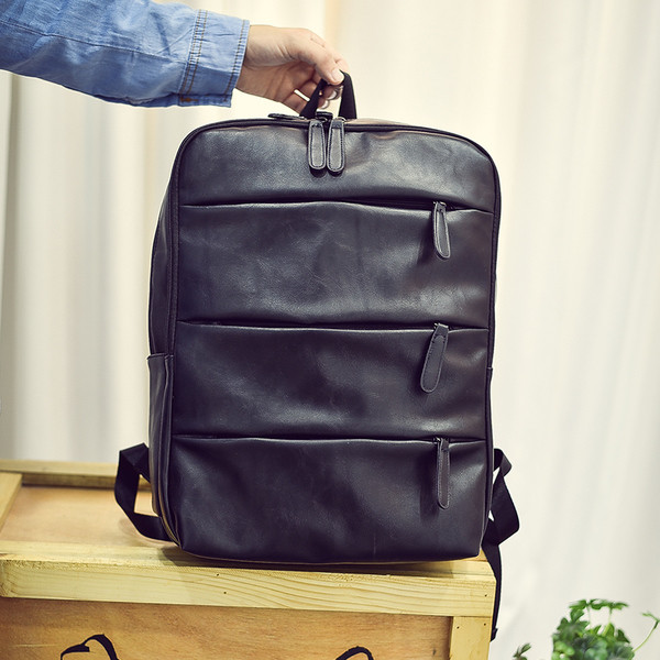 Rucsac modern pentru bărbați cu fermoare din piele ecologică