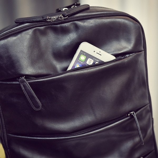 Rucsac modern pentru bărbați cu fermoare din piele ecologică