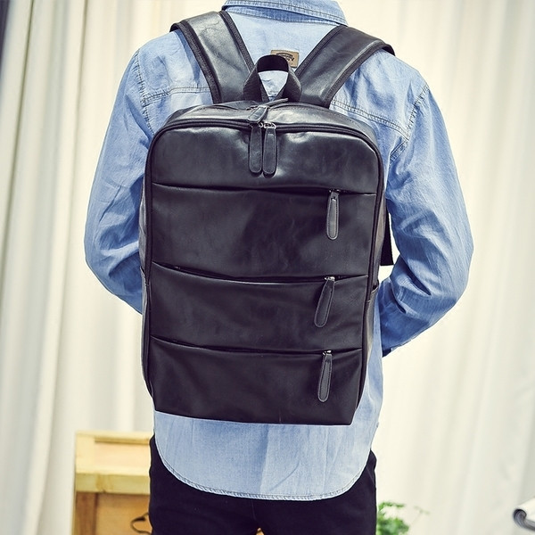 Rucsac modern pentru bărbați cu fermoare din piele ecologică
