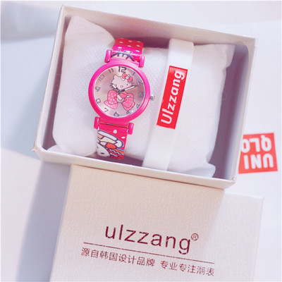 Детски часовник за момичета в розов и червен цвят 