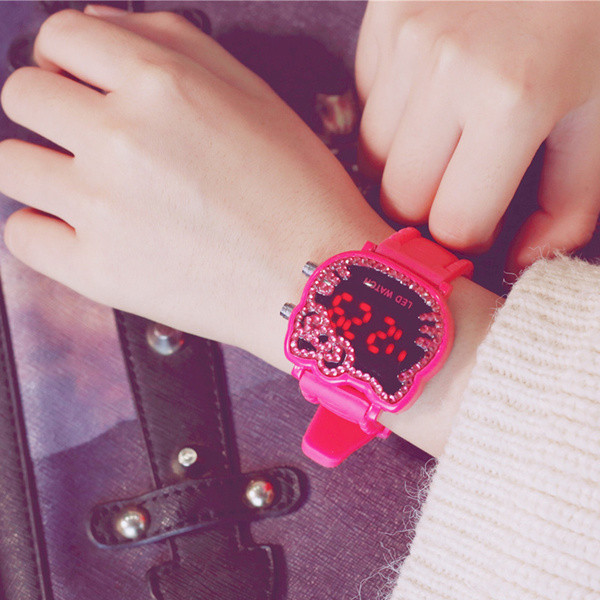 Ceas copii pentru fete in mai multe culori cu pietre decorative
