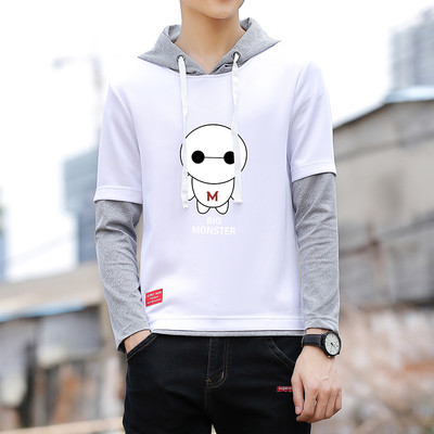 Bluză pentru bărbați sport-casual cu glugă și aplicație colorată în mai multe culori