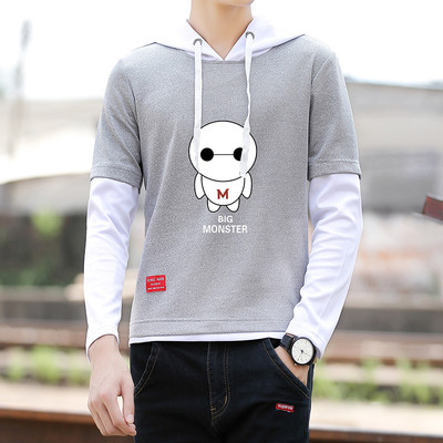 Bluză pentru bărbați sport-casual cu glugă și aplicație colorată în mai multe culori