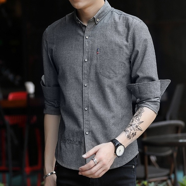 Cămașă elegantă pentru bărbați, cu mâneci lungi, în mai multe culori