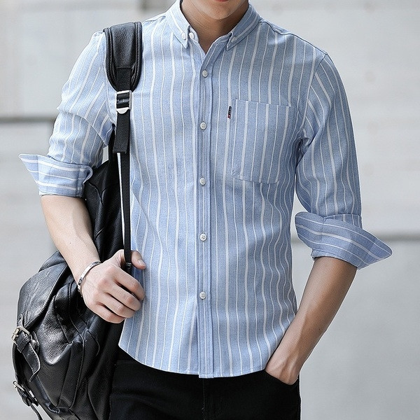 Ежедневна раирана  риза с дълъг ръкав в два цвята 