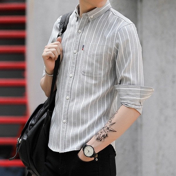 Ежедневна раирана  риза с дълъг ръкав в два цвята 