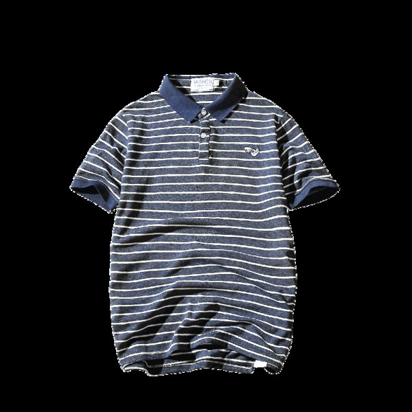 Ριγέ μπλουζάκι άνδρας με κολάρο και κεντήματα σε τρία χρώματα