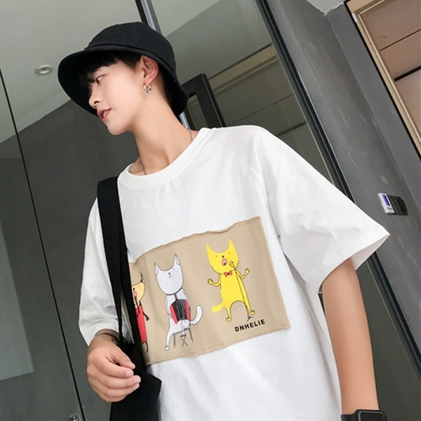 Tricou bărbătesc cu imprimeu alb, galben și negru