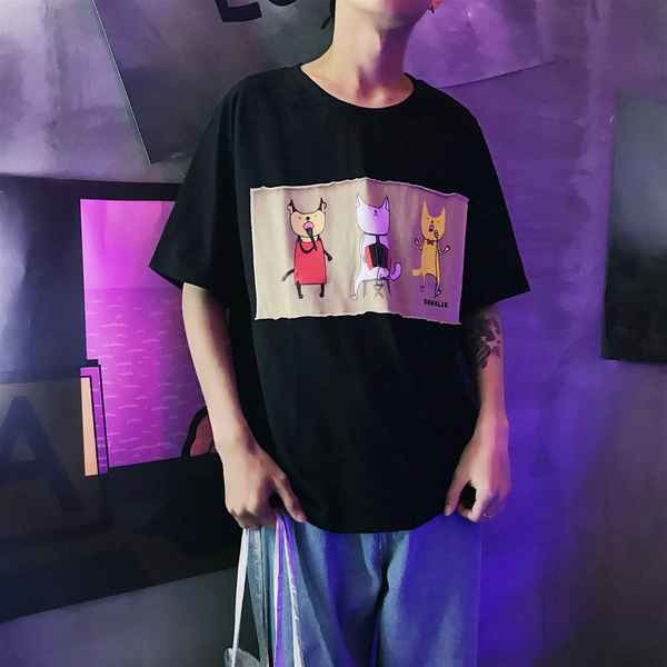 Tricou bărbătesc cu imprimeu alb, galben și negru