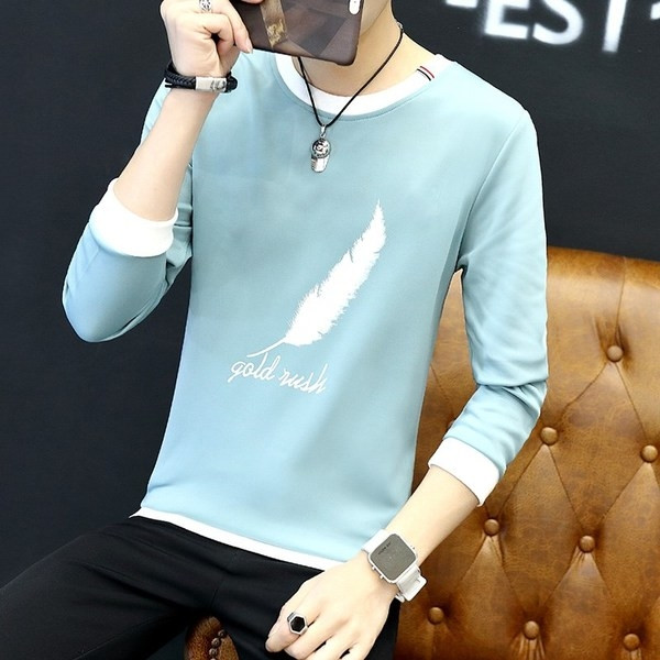 Модерна мъжка блуза  с апликация -перо в няколко цвята 