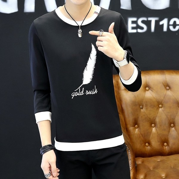 Модерна мъжка блуза  с апликация -перо в няколко цвята 