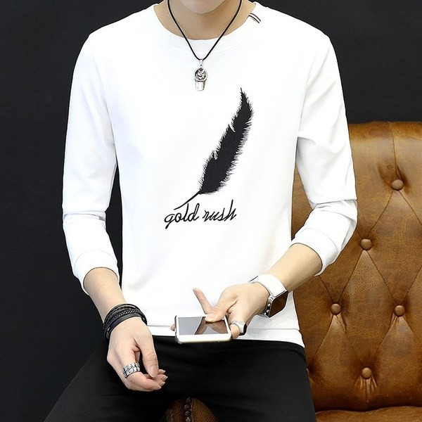 Модерна мъжка блуза  с апликация -перо в няколко цвята 