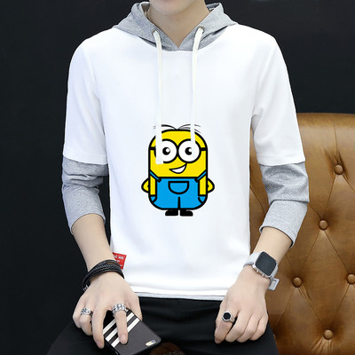 Спортно-ежедневна мъжка блуза с качулка и цветна апликация