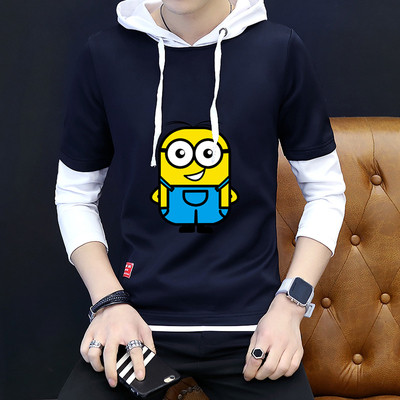 Спортно-ежедневна мъжка блуза с качулка и цветна апликация