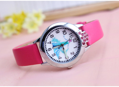 Детски часовник за момичета с декоративни камъни