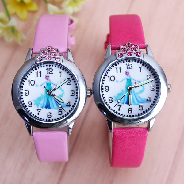 Детски часовник за момичета с декоративни камъни