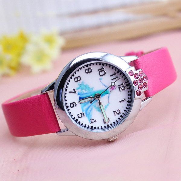 Детски часовник за момичета с декоративни камъни