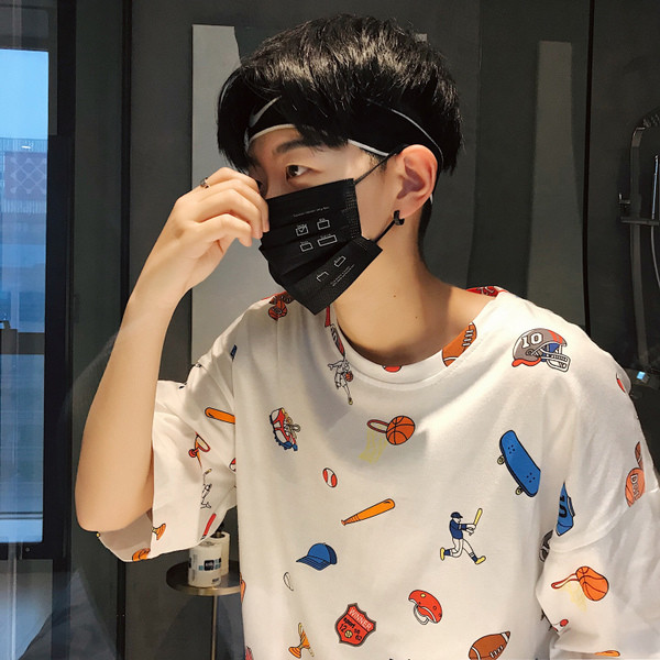 Мъжка тениска с десен и къс ръкав в три цвята