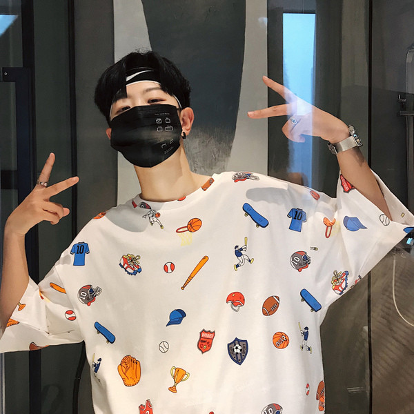 Мъжка тениска с десен и къс ръкав в три цвята