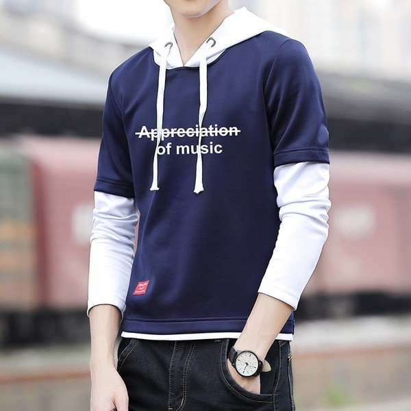 Bluză de bărbați sport-casual cu glugă și inscripție în mai multe culori