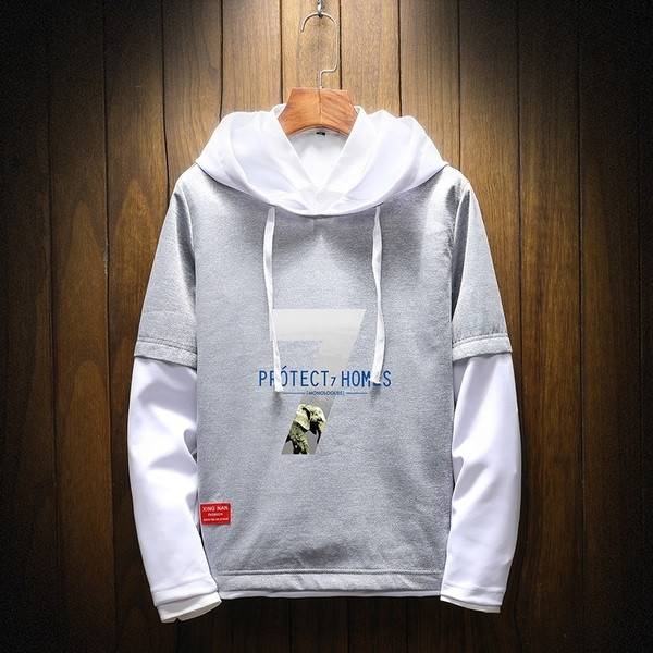 Bluză casual bărbătească cu glugă și inscripție în mai multe culori