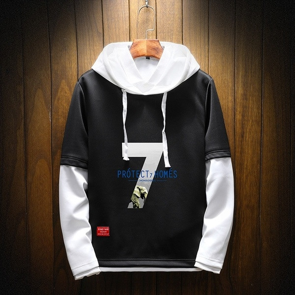 Bluză casual bărbătească cu glugă și inscripție în mai multe culori