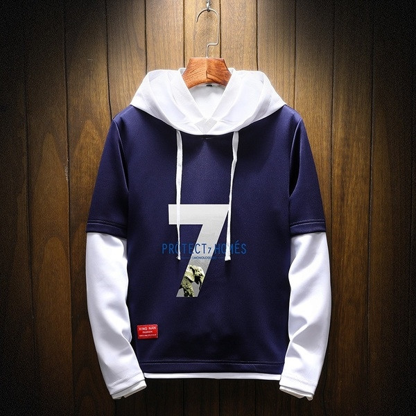 Bluză casual bărbătească cu glugă și inscripție în mai multe culori