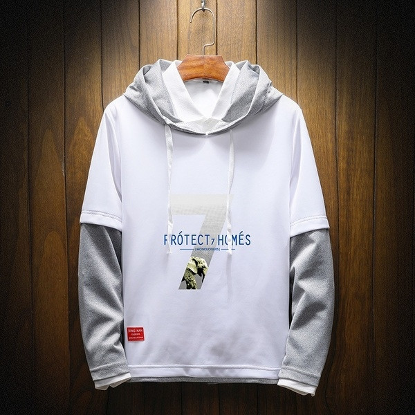 Bluză casual bărbătească cu glugă și inscripție în mai multe culori