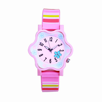 Детски часовник за момичета с многоцветна каишка - Цвете