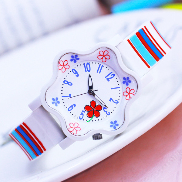 Ρολόγια κοριτσιών για κορίτσια με πολύχρωμο ιμάντα - Λουλούδι