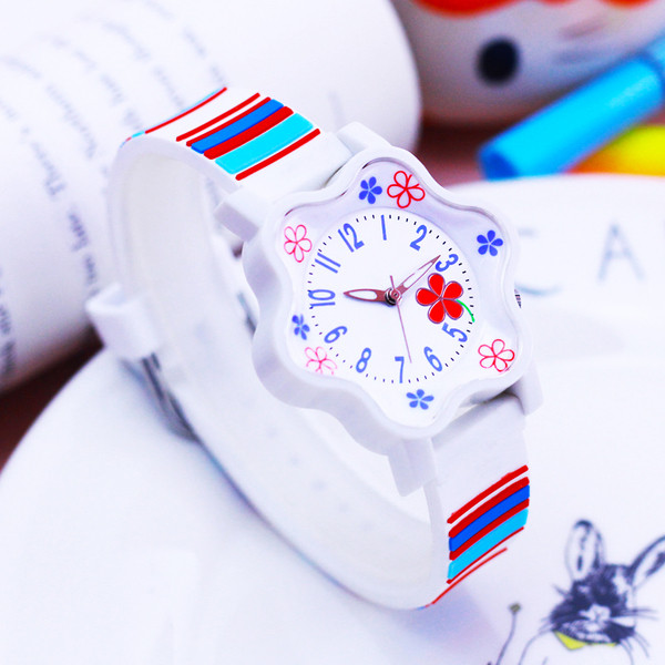 Ρολόγια κοριτσιών για κορίτσια με πολύχρωμο ιμάντα - Λουλούδι
