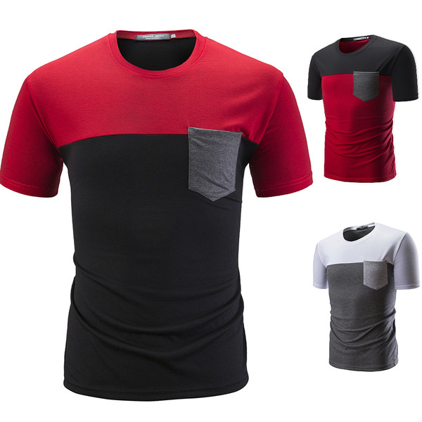 Ежедневна мъжка тениска с джоб в три цвята