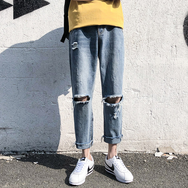 Blugi pentru bărbați de culoare deschisă, potriviti pentru utilizarea de zi cu zi