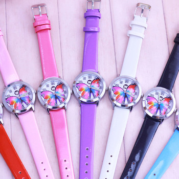 Детски часовник за момичета с цветна пеперуда