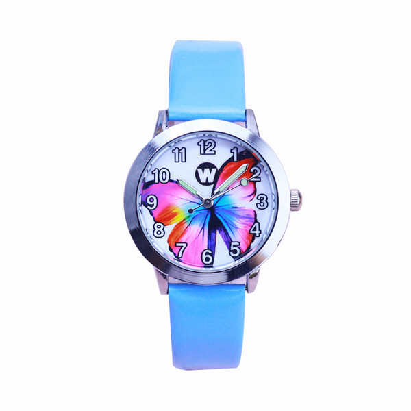 Ceas pentru copii pentru fete cu un fluture colorat