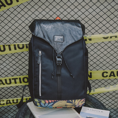 Модерна мъжка раница от еко кожа с флорален мотив - 2 цвята