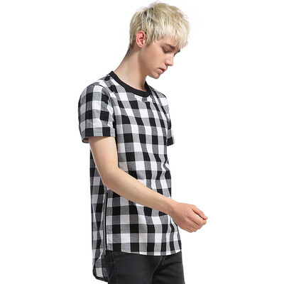 Карирана мъжка тениска с цип в три цвята