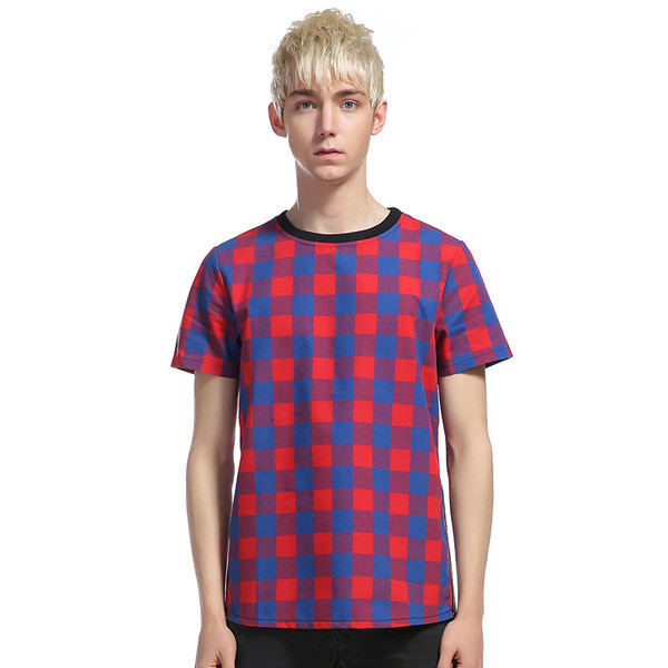 Карирана мъжка тениска с цип в три цвята