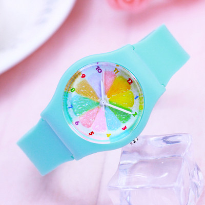 Детски модерен часовник за момичета с цветен циферблат